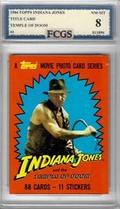 1984 Indiana Jones Title Card #1 Graded FCGS 8 NM-MT - Picture 1 of 2