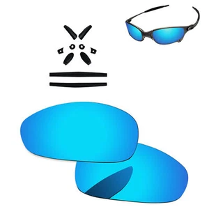 Black Rubber Kit + Ice Blue Polarized Replacement Lenses For-Oakley Juliet - Picture 1 of 4