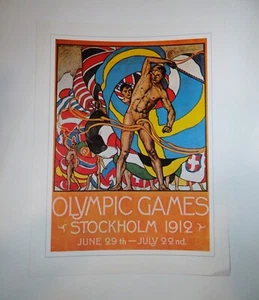 BRANDNEU 1912 Stockholm OLYMPIADE GEDRUCKTES POSTER GRÖSSE: 16”x12” - Bild 1 von 1