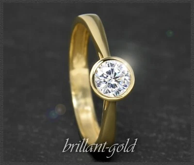 Solitär Damen Ring aus 585 Gold; mit 0,68ct Brillant in River E & Si2; Gelbgold - Bild 1 von 4