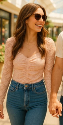 Forever 21 Romantic Soft Pastel Fairycore Cottagecore Y2K Lace Bodysuit Sz Large - Image 1 of 4