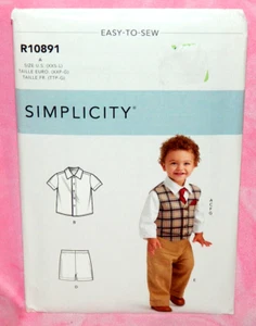Uncut Simplicity Infant Vest Shirt Shorts Pants Tie Pocket Square Pattern 10891 - Picture 1 of 2