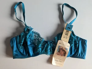 VTG Jaclyn Smith Second Skin Satin Bra NWT NOS 34B Teal Style #6402 1980s 90s  - Picture 1 of 10