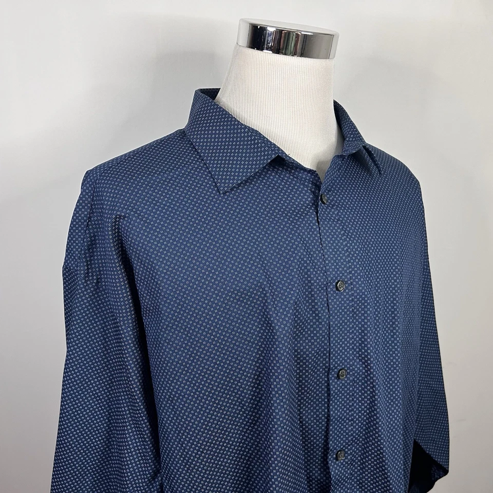 Jos A Bank 3X Camisa Informal Azul Blanco Estampado Floral 100% Algodón Botón Frontal Foto 1 de 4