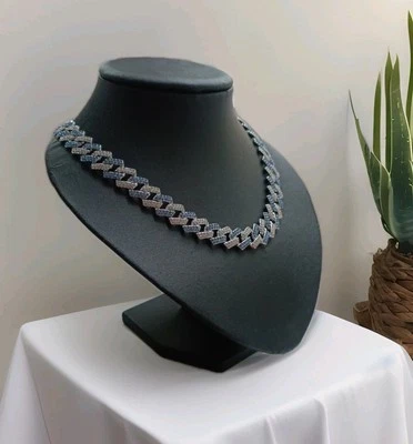 Collier Silberfarben/Blau Glieder Strass Edel Bling Bling Opulent Modeschmuck - Bild 1 von 4