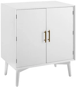Landon Bar Cabinet with Storage Shelves and Wine Rack, White - Picture 1 of 9