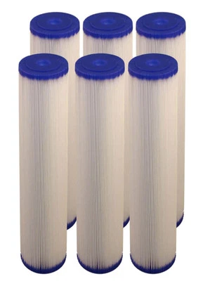 Big Blue Pleated Sediment Water Filters 6 Washable 4.5 x 20 Cartridges -5 Micron - Image 1 of 4