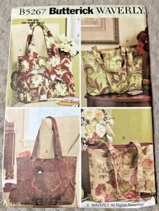 Butterick B5267 Totes Sewing Pattern Bags Handbags Purses Uncut - Picture 1 of 2