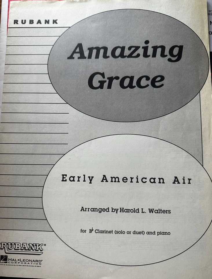 Amazing Grace for Clarinet (Solo or Duet) and Piano - Image 1 of 1