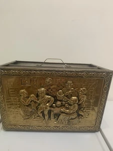 Vintage Magazine Rack Brass Hammered Sectioned Heavy Country Pub Aesthetic - Picture 1 of 6
