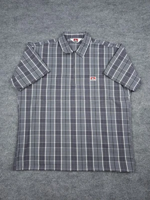 Ben Davis Shirt Men's XL Gray Plaid Short Sleeve 1/2 Zip Work Wear - Image 1 of 4