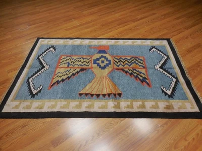 Alfombra turca Oushak, alfombra moderna (árbol de la vida) para pájaros, alfombra bohemia hecha a mano 4x6 Foto 1 de 4