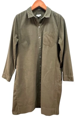 Vestido Camisa Jill Live In Chino L Corderoy Verde Oliva Bolsillos Manga Larga Foto 1 de 4