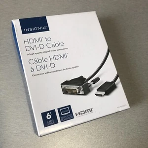 Insignia 6ft HDMI to DVI DVI-D Cable Full HD - PC Computer to Monitor TV Display - Picture 1 of 3