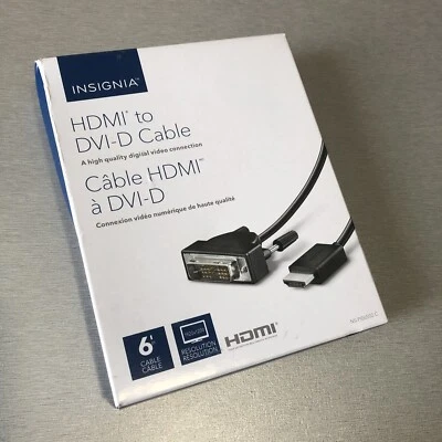 Insignia 6ft HDMI to DVI DVI-D Cable Full HD - PC Computer to Monitor TV Display - Image 1 of 3