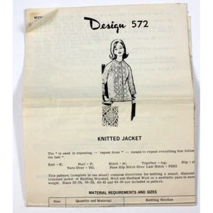 Vintage Mail Order Reader Mail Design 572 Knitted Woman's Jacket 1960's Pattern - Picture 1 of 6