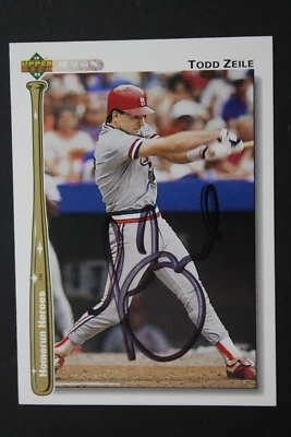 Todd Zeile St Louis Cardinals Autographed 1992 Upper Deck UD #HR26 Signed Card Foto 1 de 3