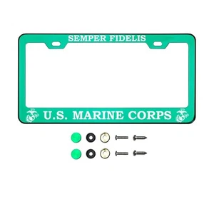 US Marine Corps Semper Fidelis Laser Etched License Plate Frame Metal Screw Cap - Picture 1 of 92