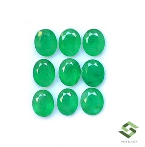 Lote de 09 piedras preciosas sueltas sin tratar de corte ovalado esmeralda natural de 5x4 mm 2,99 CTS - Imagen 1 de 6