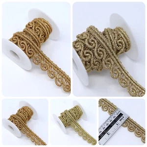 2Y Zari Heavy Quality Scallop Edging Lace Trim Metallic Color Embellishment,Deco - Picture 1 of 16