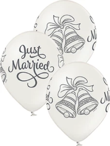 Just Married Bells Metallic Pearl 30cm 12 Inch Ballon 6 Stück Luftballons Belbal - Bild 1 von 1