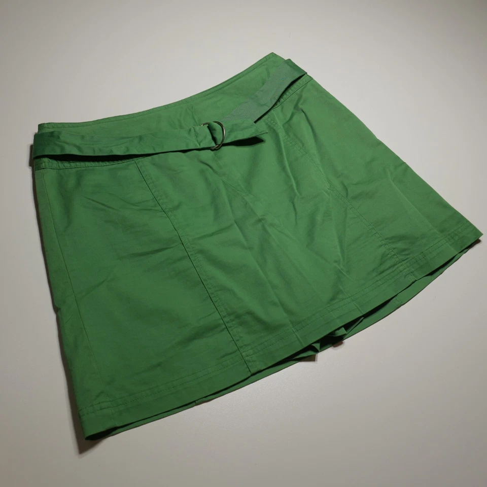 Falda corta St. John's Bay para mujer 10 mezcla de algodón flexible verde con cinturón cremallera lateral Y2K Foto 1 de 4