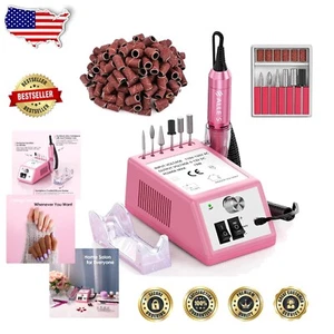 Alles 20000 RPM Macchina Filtratrice per Unghie con 6 Punte per Unghie e 106 Fasce Levigatrici - Rosa - Foto 1 di 9