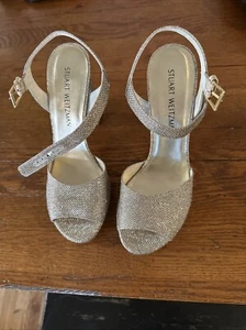 Stuart Weitzman Women's New Sashay Platinum Noir High Heel Platform Size 9.0 - Picture 1 of 5