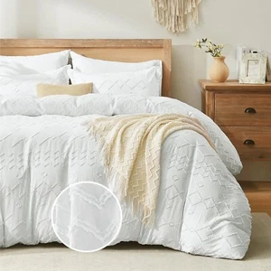 Boho Duvet Cover Cal King - Textured Bedding Set for All Seasons, Tufted Duve... - Picture 1 of 7
