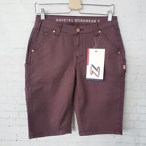 Dovetail Workwear Womens Shorts Size 6 Plum Brown Sample NEW Stretch Cotton