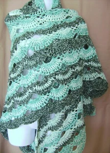 MULTI COLOR SHAWL WRAP HAND MADE CROCHET - Picture 1 of 4