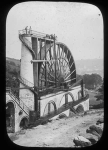 ANTIQUE Glass Magic Lantern Slide PHOTO LAXEY WHEEL ISLE OF MAN SCOTLAND C1890 - Bild 1 von 3