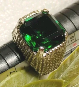 VINTAGE Solid Deep Green Gem Basket Weave Texture Adjustable Ring, Pre-owned! - Picture 1 of 16