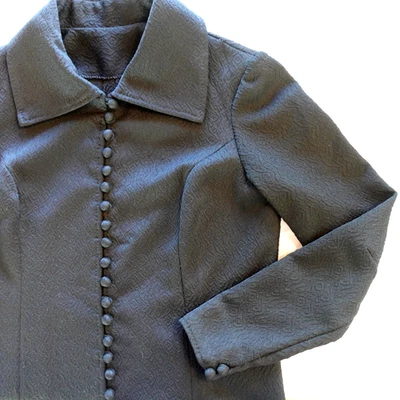 Vintage Handmade Coat Womens Small Black Textured Button Front Mod Goth 60s 70s - Image 1 of 4