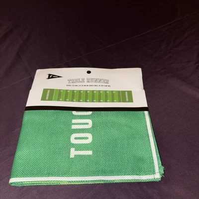 Burlap Table Runner 13x72 IN Football Game Day Field Yard Line Touchdown - Image 1 of 4