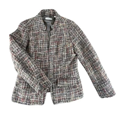 Blazer Coldwater Creek Clásico Boucle Tweed 8 Chaqueta Cuello Muesca Lana Neutra Foto 1 de 4