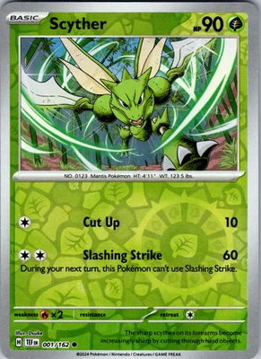Scyther Reverse Holo 001/162 SV05: Temporal Forces Common - NM - Image 1 of 2