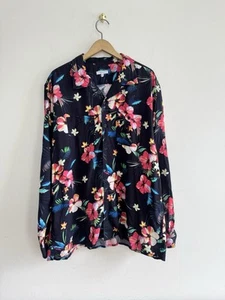 Engineered Garments XL Hawaiian Shirt Camp Collar Floral Print Black Aloha - Picture 1 of 5