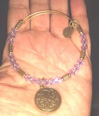 Pulsera Alex & Ani corte cristal púrpura cuentas y camino de la vida encanto Foto 1 de 2
