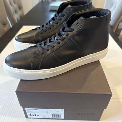GRANDES Zapatillas de Cuero - Negro ROYALE MID - Talla 13 (EU 46) Hechas en Italia - NUEVAS Foto 1 de 4