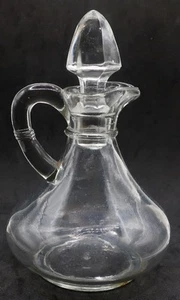 Vintage Clear Glass Slightly Paneled Oil or Vinegar 4" Cruet w Glass Stopper - Picture 1 of 7