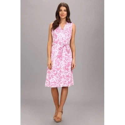 Vestido Pendleton Rosa y Blanco Ikat Tie Dye Midi Envolvente Talla 4 Foto 1 de 4