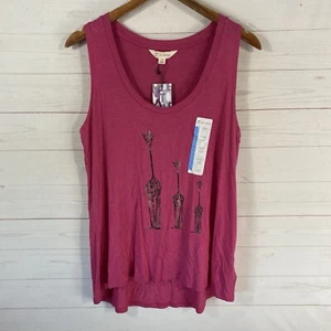 Z by Zobha Womens Giraffe Graphic Athletic Tank Top Size Large Pink Pullover New - Picture 1 of 12