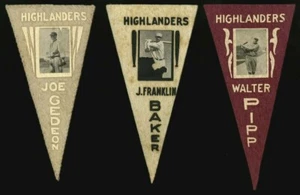 1916 BANDERINES DE BÉISBOL BF2 EQUIPO DE LOS YANQUIS DE NUEVA YORK JUEGO COMPLETO DE 3 PANADEROS PIPP GEDEON - Imagen 1 de 2