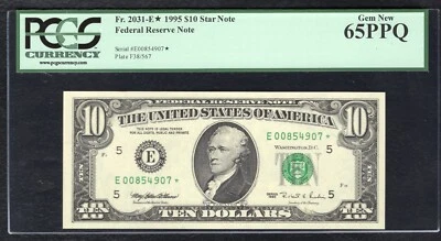 FR. 2031-E* 1995 $10 *STAR* FEDERAL RESERVE NOTE RICHMOND, VA PCGS GEM UNC-65PPQ - Image 1 of 2