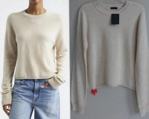 ATM Anthony Thomas Melillo whipstitch trim cashmere sweater Women M $350 Oatmeal - Picture 1 of 19