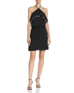 $245 Wayf Women'S Black V-Neck Long Sleeve Ruffle High-Low Hem Wrap Dress Size M - Picture 1 of 2