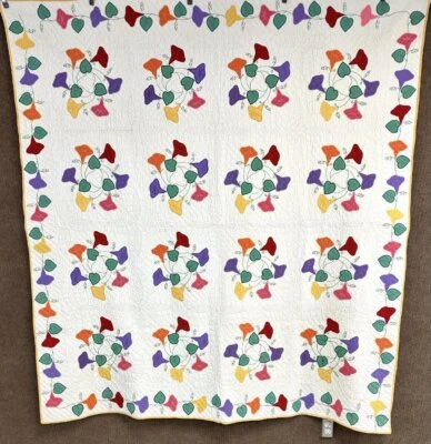 Show Stopper! Винтажное лоскутное одеяло 1930-е Morning Glory АППЛИКАЦИЯ - Изображение 1 из 4