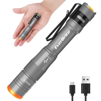 EverBrite Rechargeable Pen Light Pocket Pen Flashlight 4 Light Modes USB C Cable