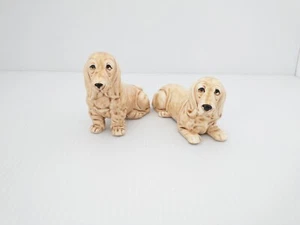 FIGURA DE PERRO BASSET HOUND SENTADO PORCELANA VINTAGE - OJOS ADORABLES Lote de 2 - Imagen 1 de 24
